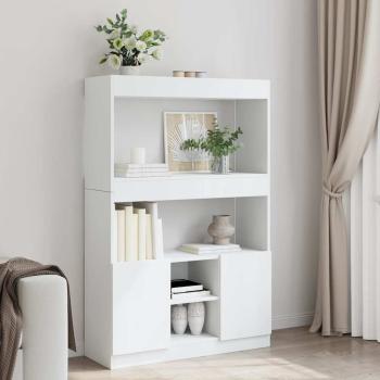 ARDEBO.de - Highboard Weiß 92x33x140 cm Holzwerkstoff