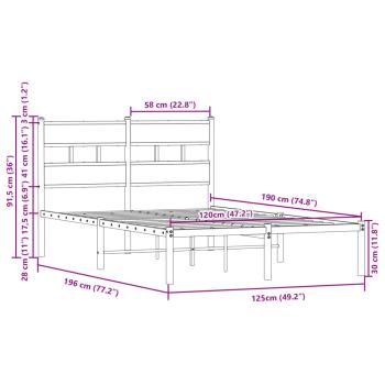 Bettgestell ohne Matratze mit Kopfteil Braun Eiche 120x190 cm