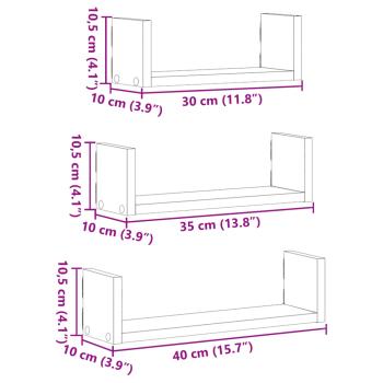 Wandregal 3 Stk. Weiß Holzwerkstoff