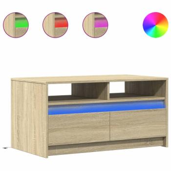 ARDEBO.de - LED-Couchtisch Sonoma-Eiche Holzwerkstoff
