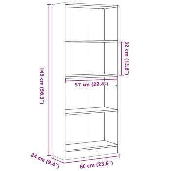 Bücherregal Räuchereiche 60x24x143 cm Holzwerkstoff