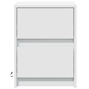 Nachttische mit LED-Leuchten 2 Stk. Weiß Holzwerkstoff