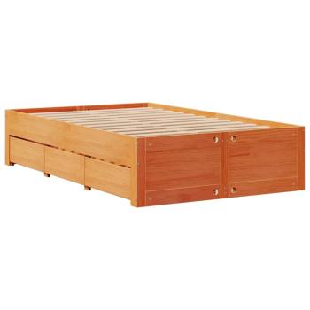 Massivholzbett ohne Matratze mit Schubladen Braun 120x190 cm