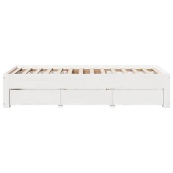 Massivholzbett ohne Matratze mit Schubladen Weiß 90x190 cm