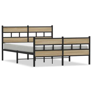Metallbett ohne Matratze Sonoma-Eiche 150x200 cm