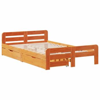 ARDEBO.de - Massivholzbett ohne Matratze Wachsbraun 135x190 cm Kiefernholz