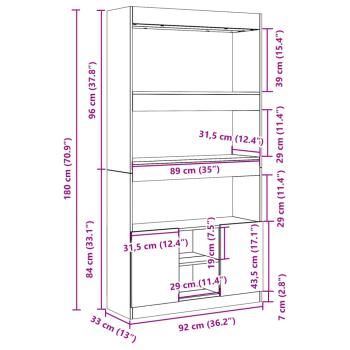 Highboard Grau Sonoma 92x33x180 cm Holzwerkstoff