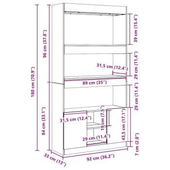 Highboard Betongrau 92x33x180 cm Holzwerkstoff