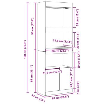 Highboard 63x33x180 cm Sonoma-Eiche Holzwerkstoff