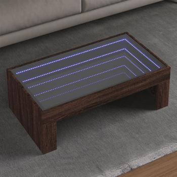 ARDEBO.de - Couchtisch mit Infinity-LED Braun Eichen-Optik 90x50x30 cm
