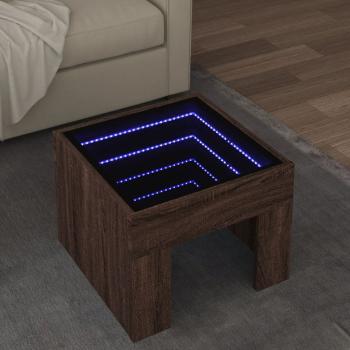 ARDEBO.de - Couchtisch mit Infinity-LED Braun Eichen-Optik 40x40x30 cm