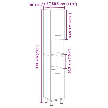 Badschrank Sonoma-Eiche 30,5x30x179 cm Holzwerkstoff