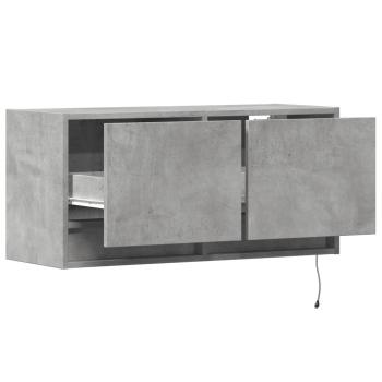 TV-Wandschrank mit LED-Beleuchtung Betongrau 80x31x38 cm