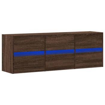 TV-Wandschrank LED-Beleuchtung Braun Eichen-Optik 130x31x45 cm