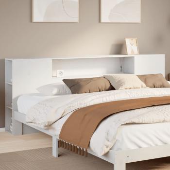 ARDEBO.de - Kopfteil mit Stauraum Weiß 200 cm Massivholz Kiefer