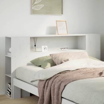 ARDEBO.de - Kopfteil mit Stauraum Weiß 140 cm Massivholz Kiefer