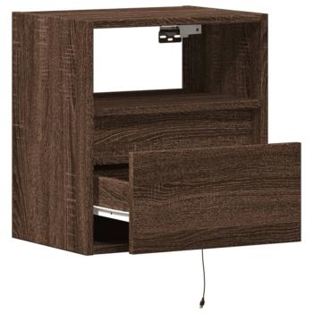 Wand-Nachttische mit LED-Leuchten 2 Stk. Braun Eichen-Optik