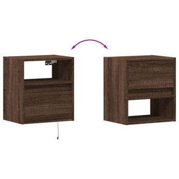 Wand-Nachttische mit LED-Leuchten 2 Stk. Braun Eichen-Optik