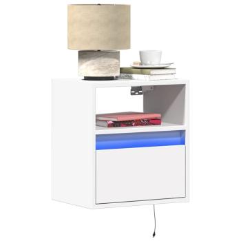 ARDEBO.de - Wand-Nachttische mit LED-Leuchten 2 Stk. Weiß