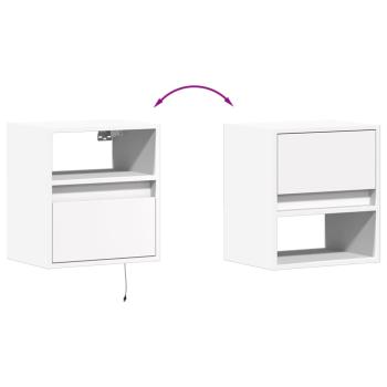 Wand-Nachttische mit LED-Leuchten 2 Stk. Weiß