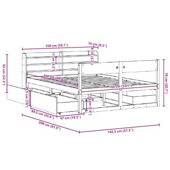 Massivholzbett ohne Matratze Wachsbraun 140x190 cm Kiefernholz