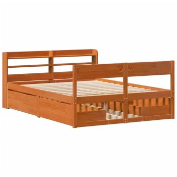 Massivholzbett ohne Matratze Wachsbraun 140x190 cm Kiefernholz