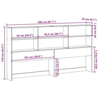 Kopfteil mit Stauraum Wachsbraun 200 cm Massivholz Kiefer