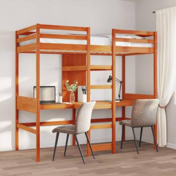 ARDEBO.de - Hochbett ohne Matratze Wachsbraun 90x190 cm Massivholz Kiefer