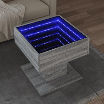 ARDEBO.de - LED-Couchtisch Grau Sonoma 50x50x45 cm Holzwerkstoff