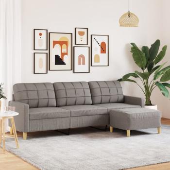 ARDEBO.de - 3-Sitzer-Sofa mit Hocker Taupe 210 cm Stoff