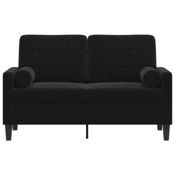 2-Sitzer-Sofa mit Zierkissen Schwarz 120 cm Samt
