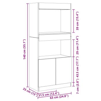 Highboard Betongrau 63x33x140 cm Holzwerkstoff