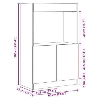 Highboard Grau Sonoma-Eiche 63x33x100 cm Holzwerkstoff