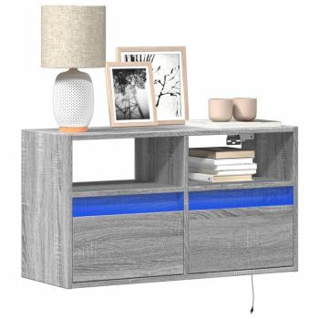 ARDEBO.de - TV-Wandschrank mit LED-Beleuchtung Grau Sonoma 80x31x45 cm