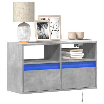 ARDEBO.de - TV-Wandschrank mit LED-Beleuchtung Betongrau 80x31x45 cm