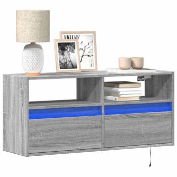 ARDEBO.de - TV-Wandschrank mit LED-Beleuchtung Grau Sonoma 100x31x45 cm