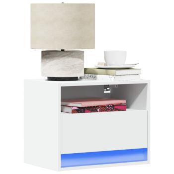 ARDEBO.de - Wand-Nachttische mit LED-Leuchten 2 Stk. Weiß