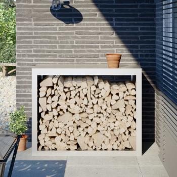 ARDEBO.de - Brennholzregal Weiß 100x40x80 cm Stahl