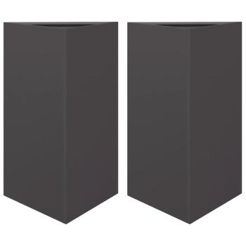ARDEBO.de - Pflanzkübel 2 Stk. Schwarz Dreieckig 50x43x75 cm Stahl