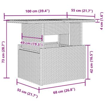 2-tlg. Garten-Sofagarnitur mit Kissen Grau Poly Rattan Glas