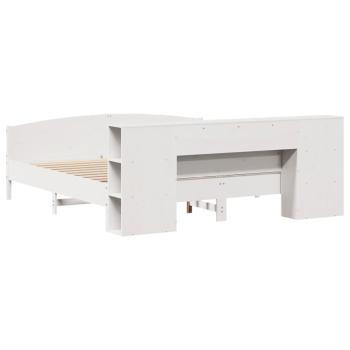 Massivholzbett mit Regal ohne Matratze Weiß 180x200 cm Kiefer