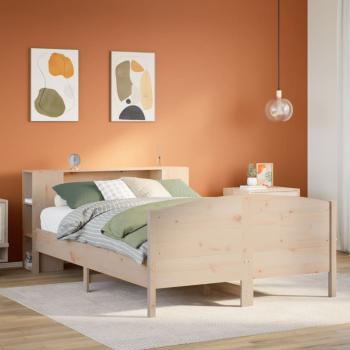 ARDEBO.de - Massivholzbett mit Regal ohne Matratze 150x200 cm Kiefer