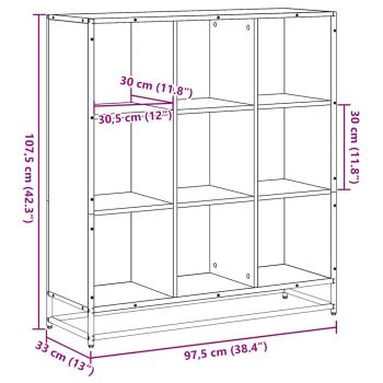 Bücherregal Sonoma-Eiche 97,5x33x107,5 Holzwerkstoff und Metall