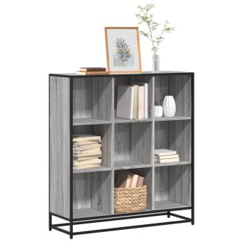 ARDEBO.de - Bücherregal Grau Sonoma 97,5x33x107,5 Holzwerkstoff und Metall