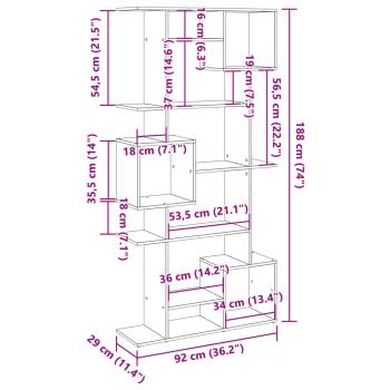Bücherregal Altholz-Optik 92x29x188 cm Holzwerkstoff