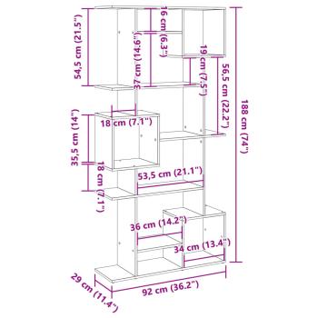 Bücherregal Grau Sonoma 92x29x188 cm Holzwerkstoff