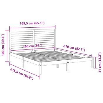 Massivholzbett Extra Lang ohne Matratze 160x210 cm