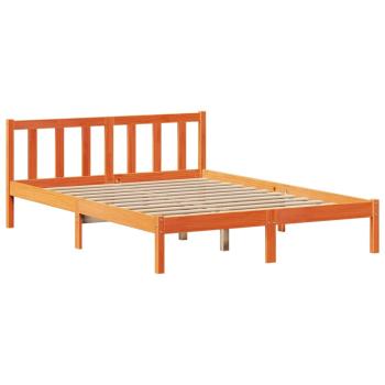 Massivholzbett mit Regal ohne Matratze Wachsbraun 140x190 cm