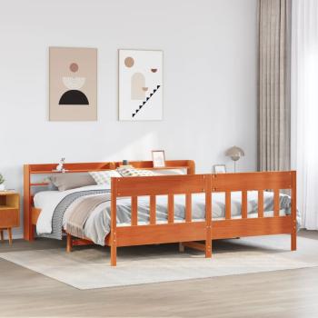 ARDEBO.de - Massivholzbett ohne Matratze Wachsbraun 200x200 Kiefernholz