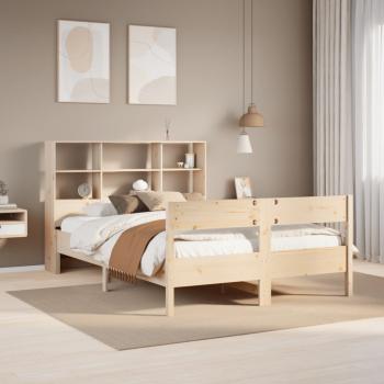 ARDEBO.de - Massivholzbett mit Regal ohne Matratze 140x190 cm Kiefer